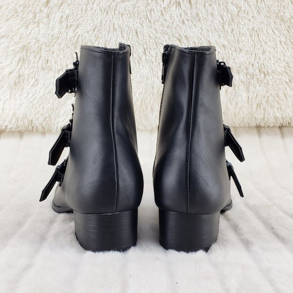 Warlock Bat Buckle Multi Strap Men\'s Goth Dress Boots